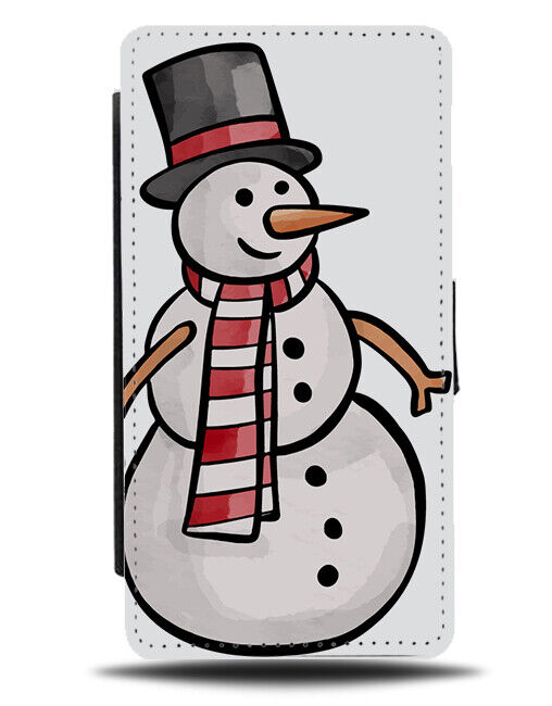 Childrens Snowman Cartoon Flip Wallet Case Kids Shape Childs Festive N824