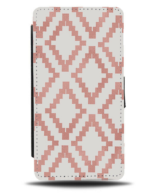 Rose Gold and White Diamond Geometric Shapes Flip Wallet Case Coloured F857