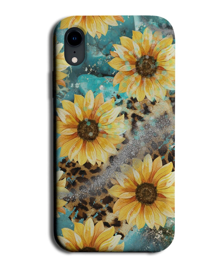 Sunflowers & Leopard Skin Mix Phone Case Cover Animal Mash Up Style Design CV53