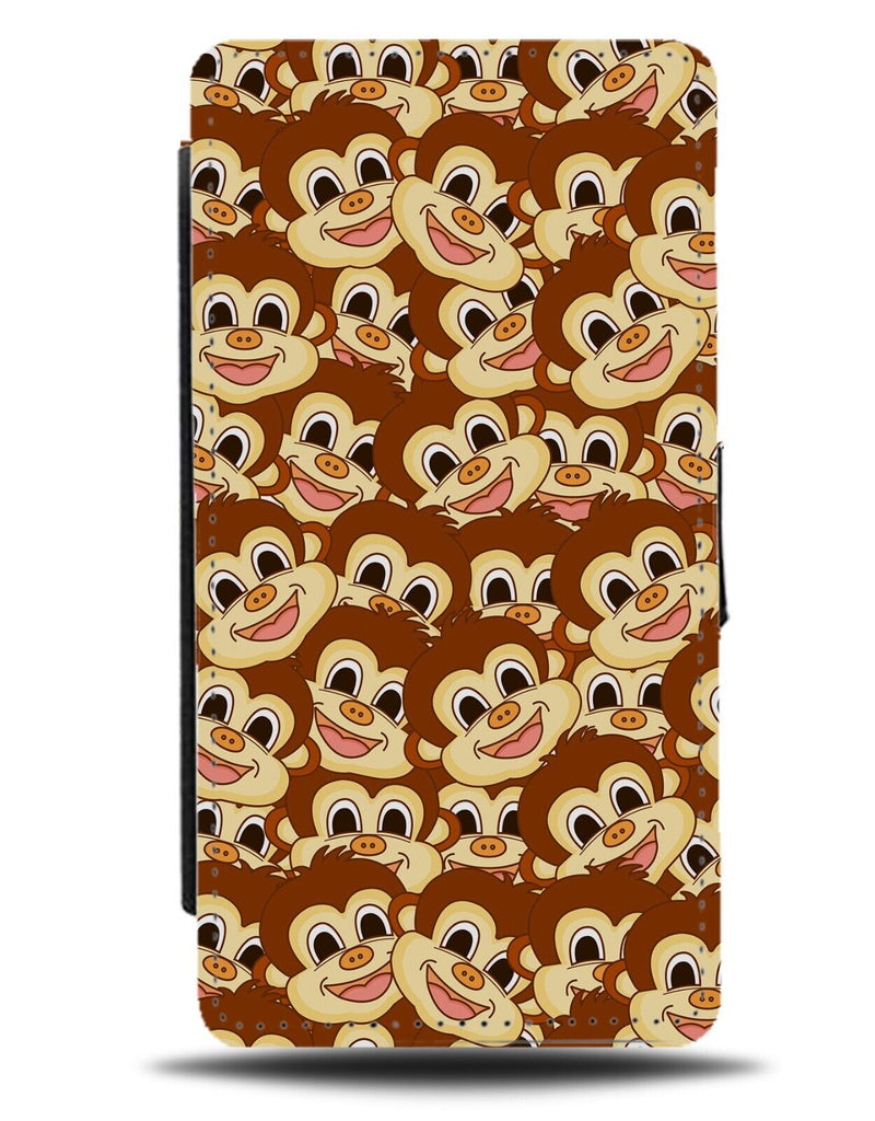 Cartoon Monkey Faces Flip Wallet Case Face Monkeys Ape Apes Childs Cute CB78
