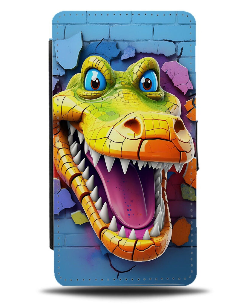 Alligator Novelty Style Flip Wallet Case Alligators Croc Face Head Through DC93