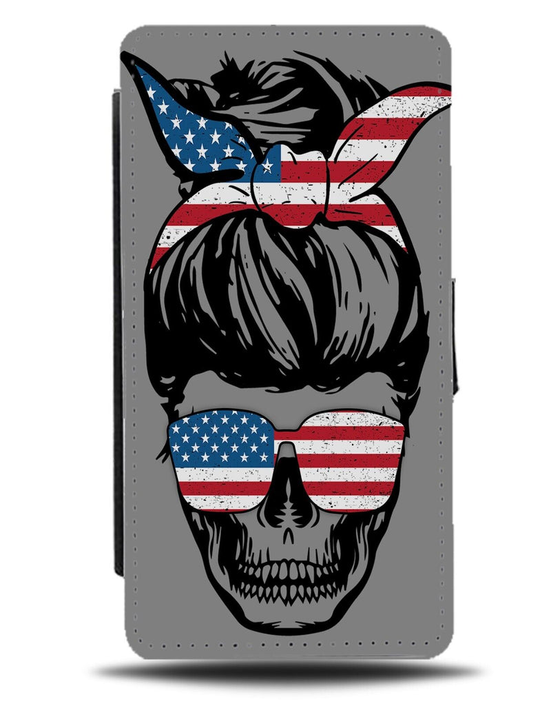 Gothic Housewife In American Flag Bandana Flip Wallet Case Retro 50s USA CX10
