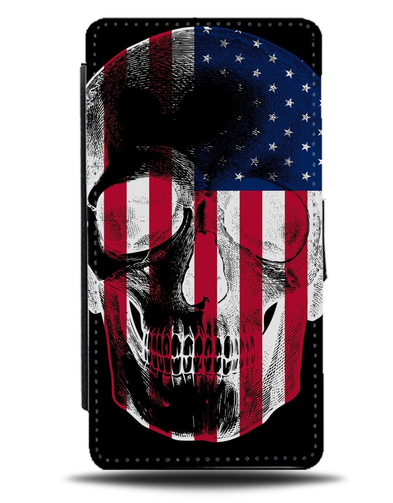 USA Flag Skull Head Flip Wallet Case Skeleton Heads Face American America BC18