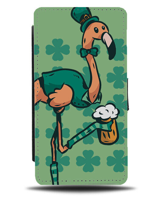 Drunk Irish Flamingo Flip Wallet Case St Patricks Flamingos Outfit Bowtie J400