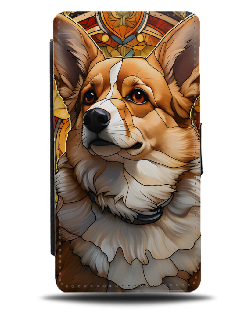 Stain Glass Welsh Corgi Design Flip Wallet Case Corgis Dog Dogs Style Face DB84