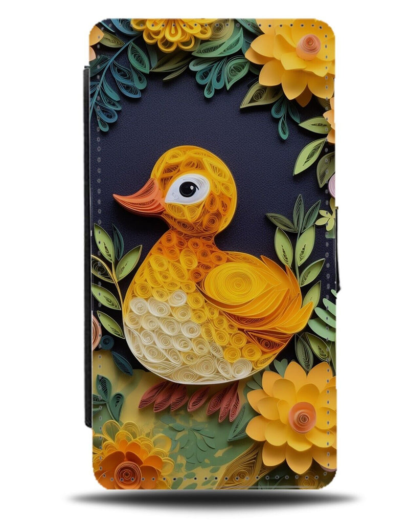 Yellow Flowery Duck Flip Wallet Case Flowers Floral Ducks Rubber Artwork DC61