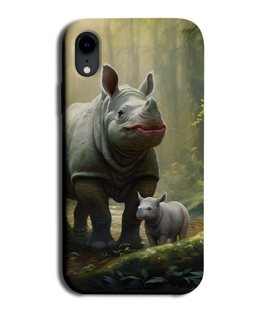 Cute Javan Rhino Phone Case Cover Rhinoceros Baby Mummy Daddy Mum Dad Wild CL76
