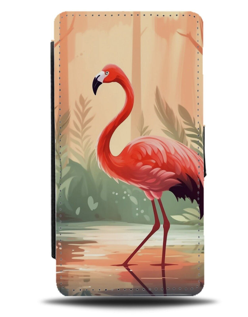 Pink Walking Flamingo Flip Wallet Case Flamingos Walk Legs Skinny Leg Bird CD89