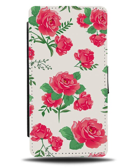 Red Roses Flip Wallet Case Cartoon Illustration Rose Flowers Floral K857