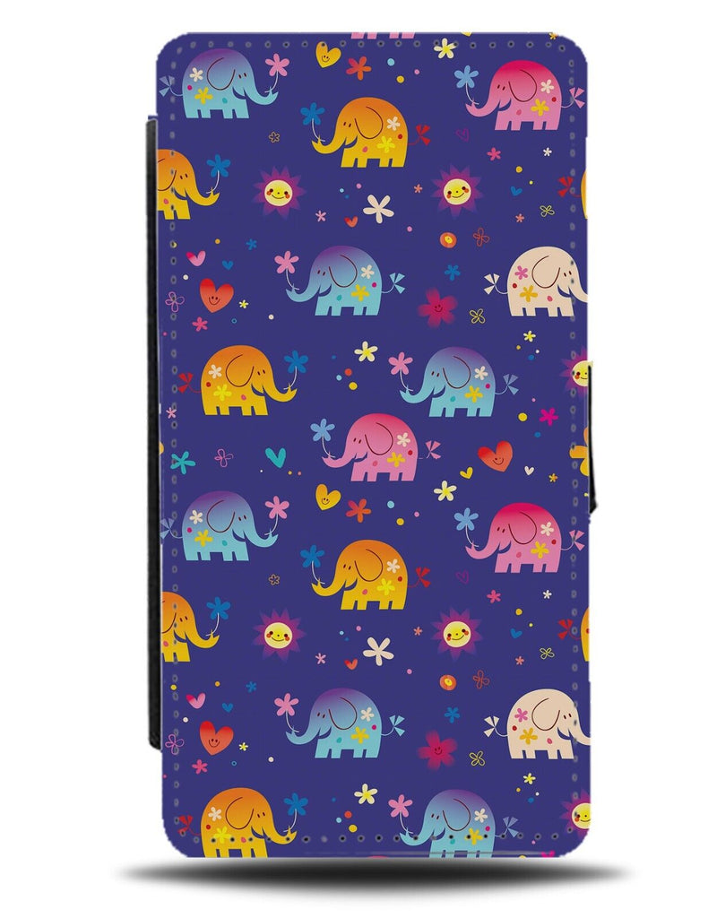 Flowers and Elephants Flip Wallet Case Elephant Flower Floral Kids Childs AG79
