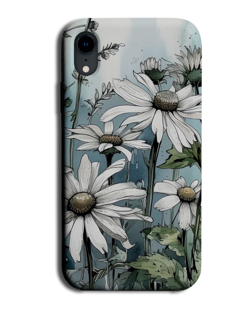 Dark Watercolour Daisies Phone Case Cover Ink Water Colour Artwork Floral BC97