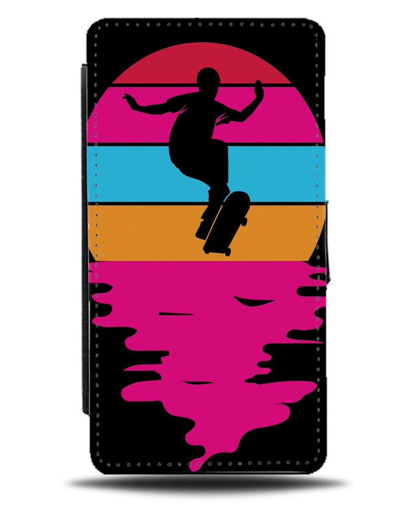 Retro Skateboard Jump Flip Wallet Case Skateboarder Hot Pink Girls Trick DD62