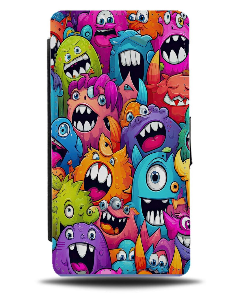 Colourful Kids Monsters Flip Wallet Case Monster Ogres Eyes Childrens Child CZ73
