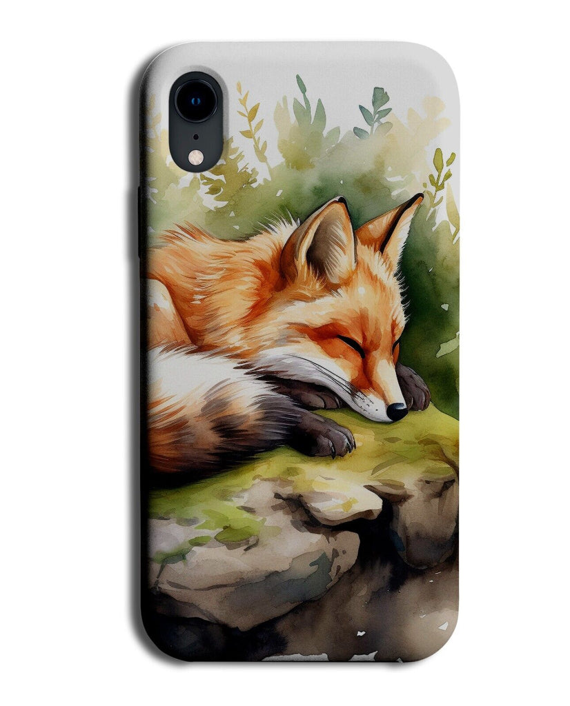 Red Fox Watercolour Phone Case Cover Foxes Fox's Urban Street Sleeping Lazy CY57