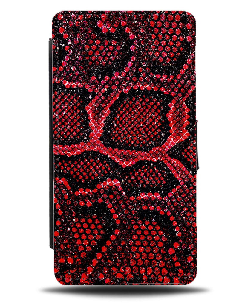 Dark Blood Red Snake Skin Flip Wallet Case Reptiles Scales Print Snakes Rad CE73
