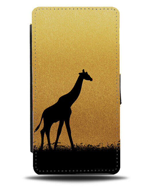 Giraffe Silhouette Flip Cover Wallet Phone Case Giraffes Gold Golden H992