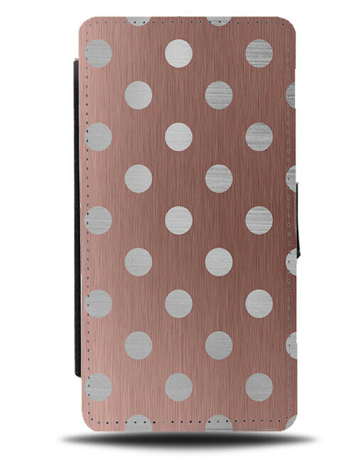 Rose Gold and Silver Flip Cover Wallet Phone Case Polka Dot Pattern Spots i486