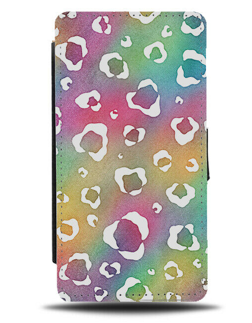 Rainbow Jaguar Pattern Design Flip Wallet Case Print Tie Dye Background F806
