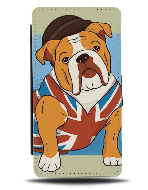 Cartoon British Bulldog Picture Flip Wallet Case Pictured Gentleman UK K357