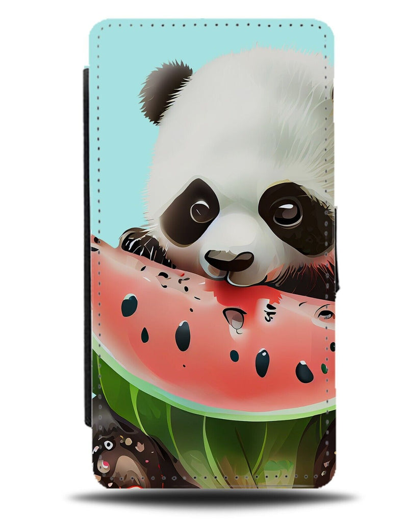 Panda Eating Watermelon Flip Wallet Case Water Melon Eat Fat Hungry Healthy AY15