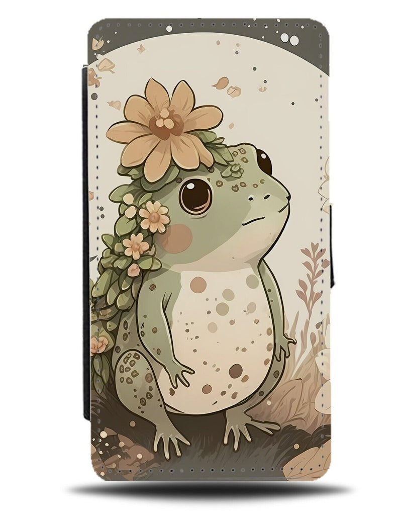 Simplistic Toad Picture Flip Wallet Case Floral Flowers Flower Crown Frog Bg08