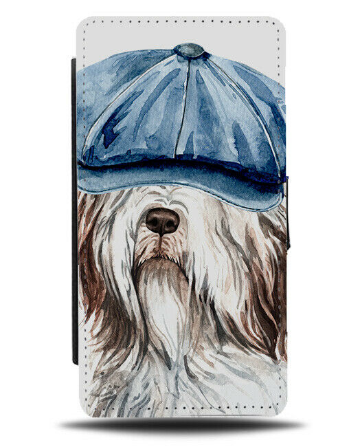 Old English Sheepdog Flip Wallet Phone Case Dog Dogs Cockney Hat Flat Cap K581