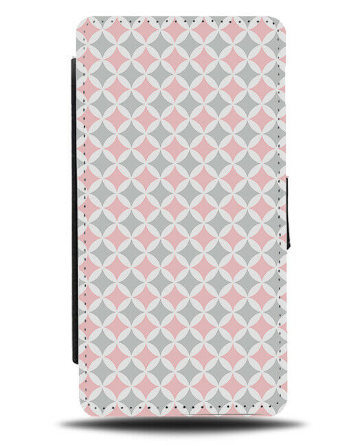 White Grey Pink Design Flip Wallet Case Funky Geometric Shapes F142
