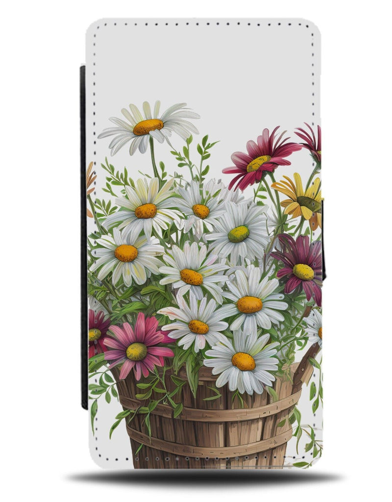 Bunch Of Multicolour Daisies Flip Wallet Case Daisy Flowers Pot Basket Cute AF08