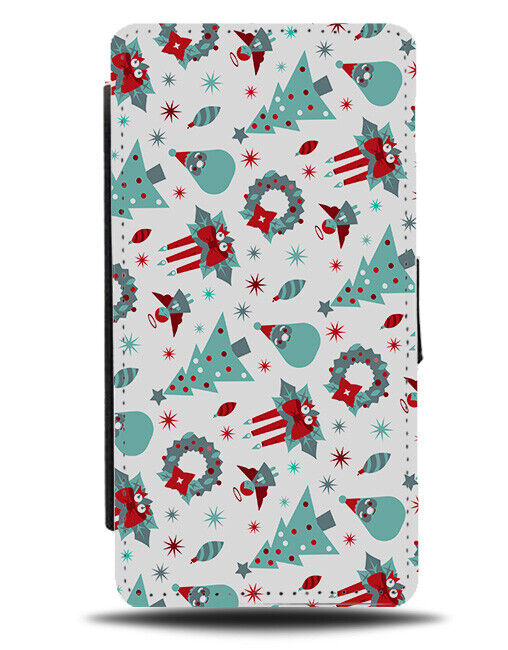 Christmas Pattern Flip Wallet Case Decorations Items Xmas Reef Reefs Tree N672