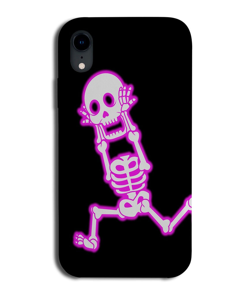 Neon Pink Scared Skeleton Phone Case Cover Funny Halloween Kids Novelty CI03