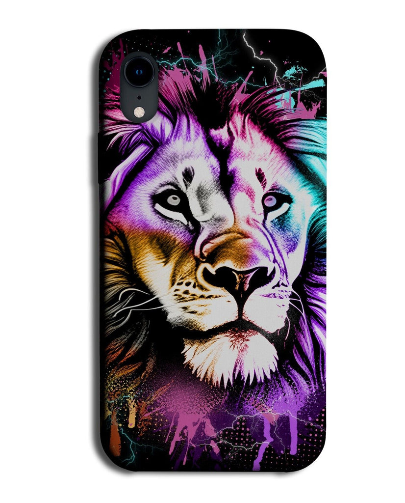 Colourful Lion Paint Splash Effect Phone Case Cover Lions Face Head Male CX58