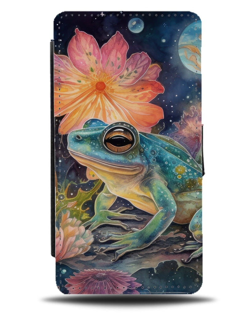 Dark Frog Watercolour Flip Wallet Case Watercolours Frogs Painting Floral BE42