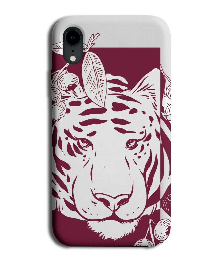 Maroon and White Tiger Anime Print Phone Case Cover Design Image Coloured E378