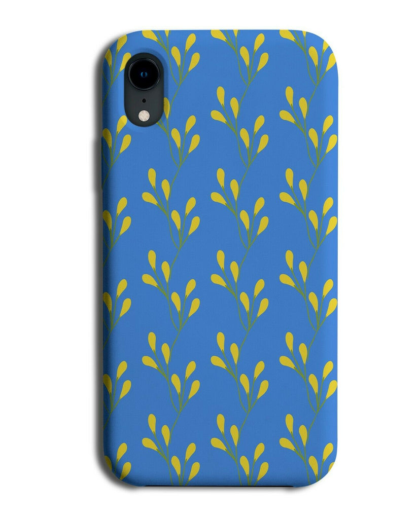 Blue and Yellow Floral Leaves Phone Case Cover Leafy Design Pattern Print F917
