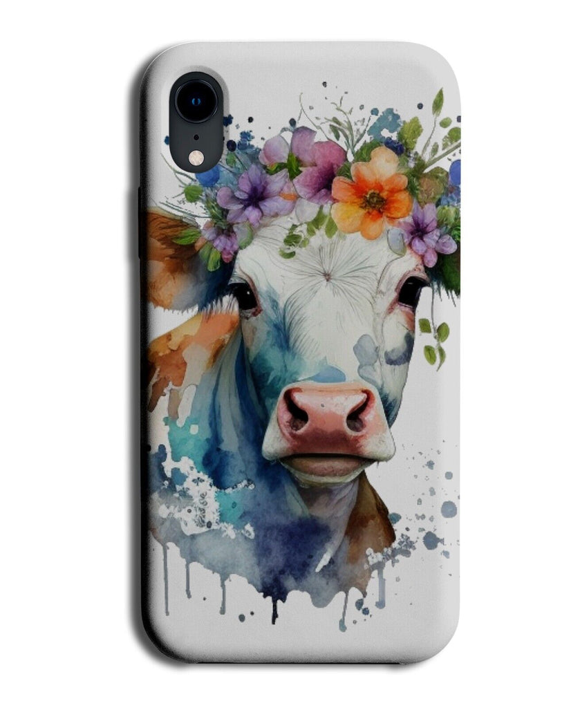 Cow In Flower Crown Watercolour Phone Case Cover King Queen Cows Bull White BH12