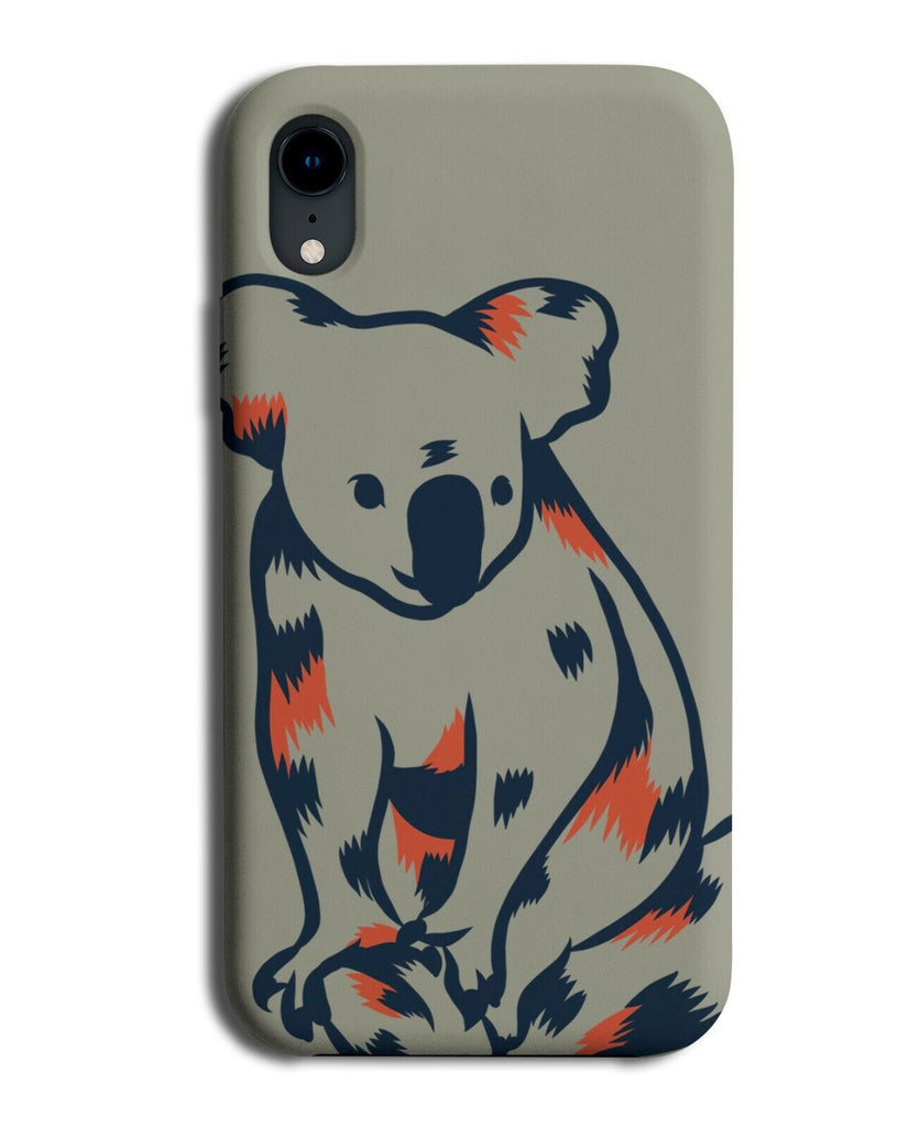 Grey Stylish Koala Bear Outline Phone Case Cover Shape Blue and Orange J673