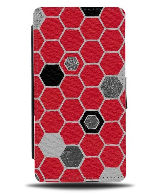 Grey Red and Black Hexagon Pattern Flip Wallet Case Hexagons Shapes F172