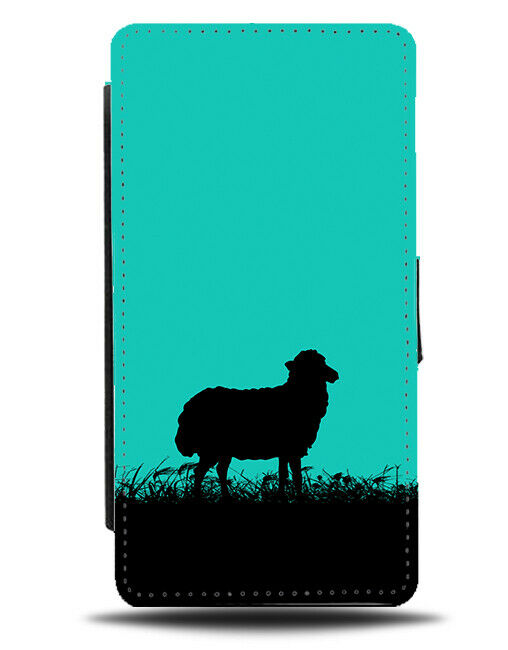 Sheep Silhouette Flip Cover Wallet Phone Case Lamb Lambs Turquoise Green i285
