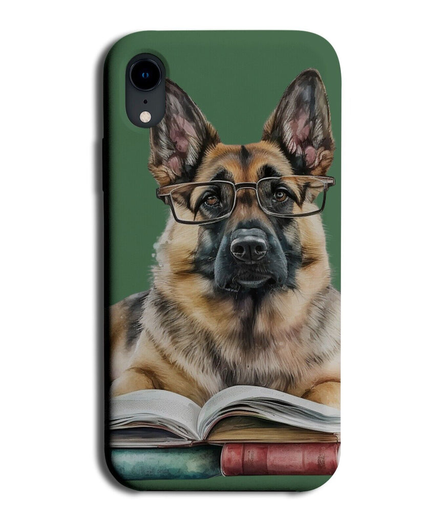 Nerdy German Shepherd Phone Case Cover Dog Dogs Alsatian Geek Glasses Books BG33