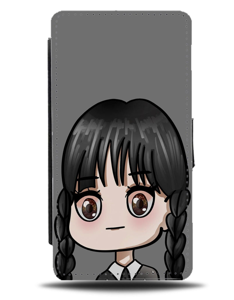 Funny Emo Chick Flip Wallet Case Emos Wednesday Anime Kawaii Cartoon Black DC13