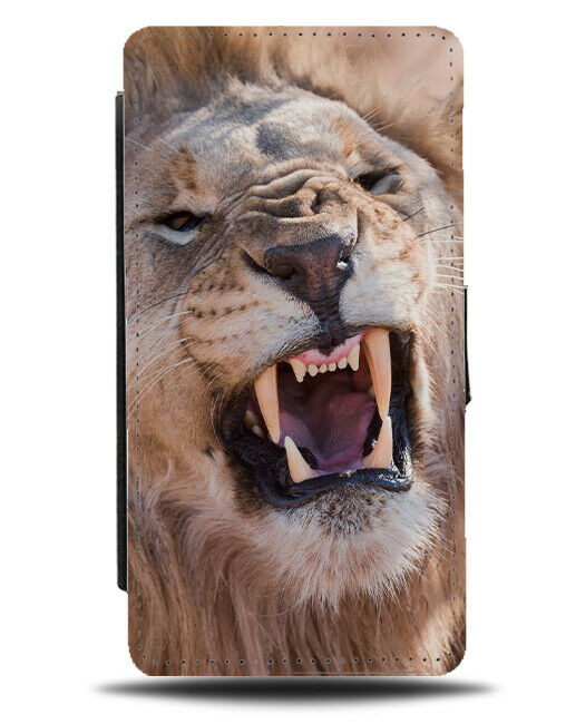 Smiling Lion Flip Wallet Case Funny Novelty Animal Picture Lions Laughing H925