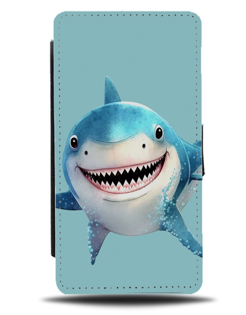Smiling Great White Shark Flip Wallet Case Smile Face Smiley Grin Teeth BA48
