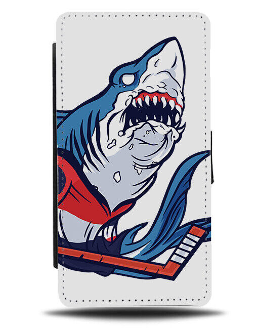 Ice Hockey Shark Flip Wallet Case Sharks Icehockey Stick Cartoon Mascot K259