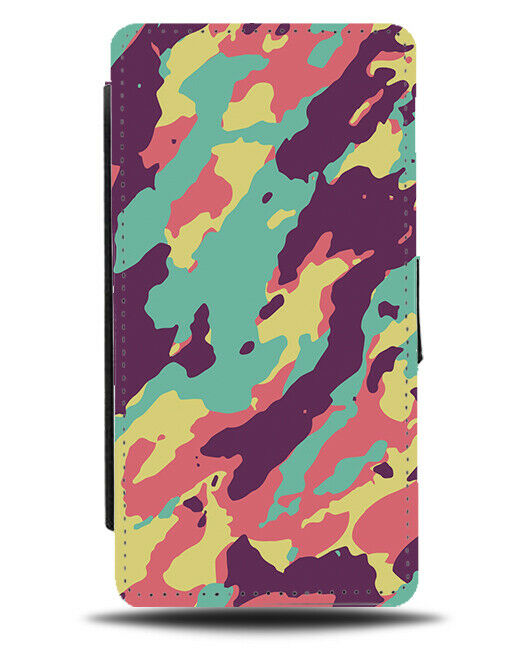Colourful Camo Pattern Flip Wallet Case Camouflage Design Army Girls Funky E549