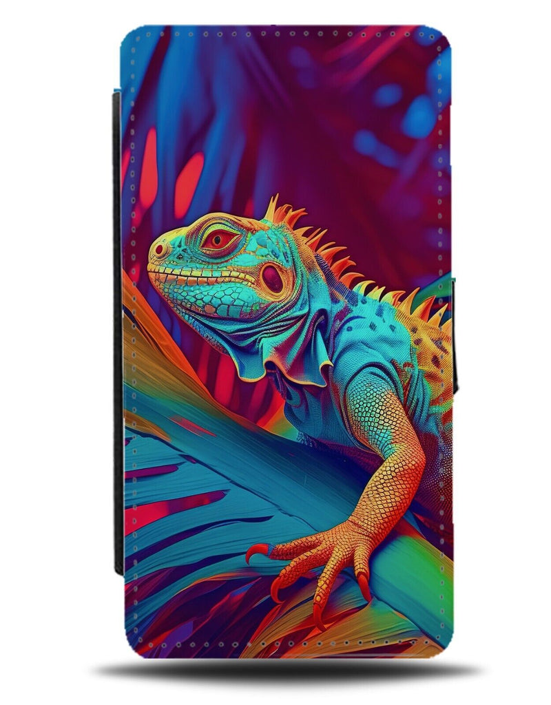 Colourful Iguana Flip Wallet Case Iguanas Lizard Lizards Reptile Photograph CY50