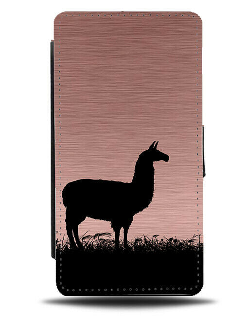 Llama Flip Cover Wallet Phone Case Llama Alpaca Alpacas Rose Gold Coloured i122