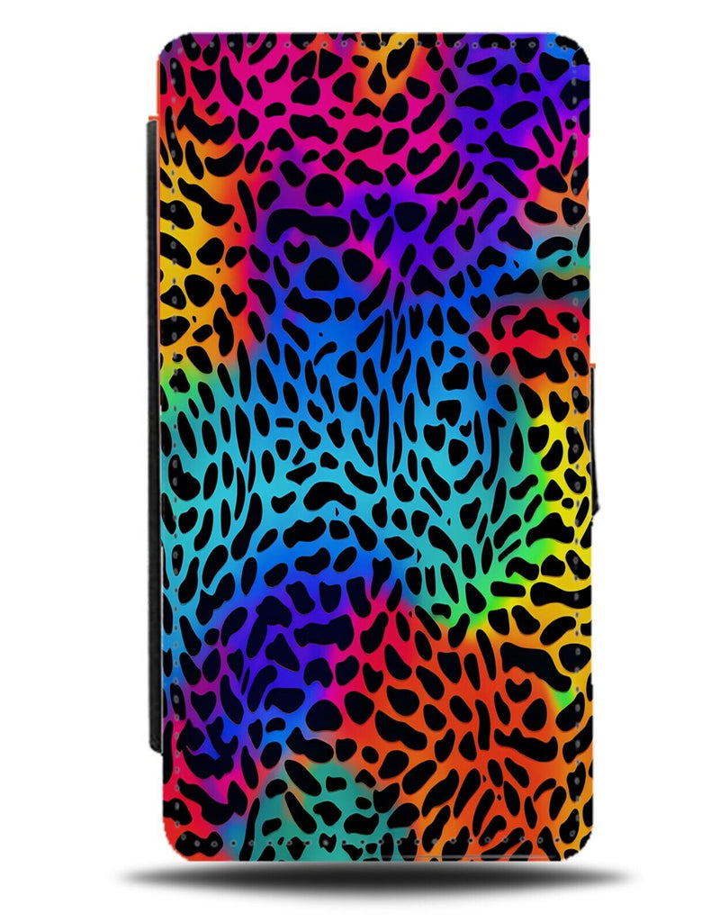 Rainbow Leopard Print Flip Wallet Case Colourful Animal Skin Pattern Zoo DA85
