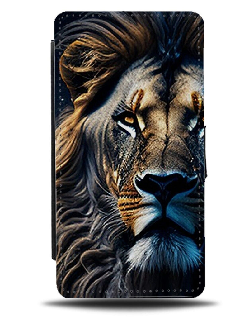 Dark Gothic Lions Head Flip Wallet Case Face Lion Artistic Animal Art Style AW88