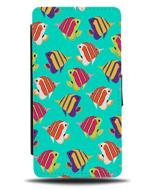 Tropical Fish Painting Flip Wallet Case Drawing Colourful Fishes Underwater F535