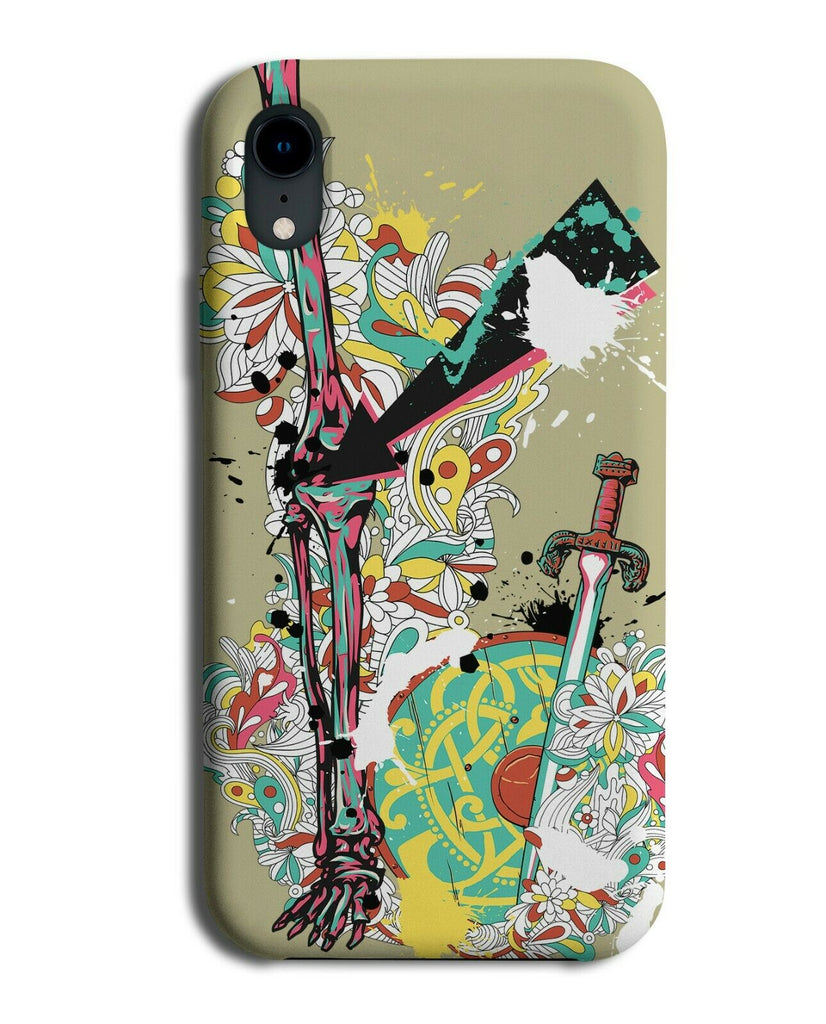 Colourful Tribal Skeleton Warrior Phone Case Cover Samurai Swordsman E328